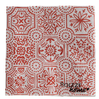 Visuel 1 du produit Serviettes en papier rouge/blanc Rosso x20 - 16,5 x 16,5 cm