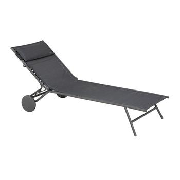 Visuel 1 du produit Bain de soleil Miami II Lafuma coloris gris structure en acier et toile en Batyline® - 77 x 184 x 76 cm