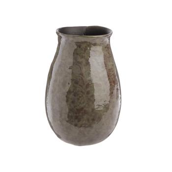 Visuel 1 du produit Vase ovale en aluminium brun émaillé - Ø 17,5 x H 25,5 cm