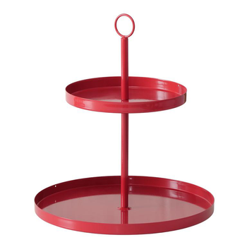 Visuel 1 du produit Présentoir de table en fer enduit de poudre rouge Samina - H 34 x D 30 cm