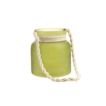 Visuel 1 du produit Photophore coloris vert en verre et corde - 15 x 13 cm