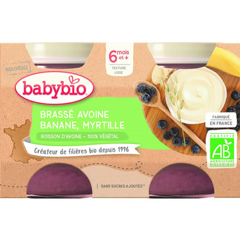 Visuel 1 du produit Pots brassés Avoine Banane Myrtille 2x130 g 6 mois+