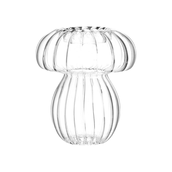 Visuel 1 du produit Bougeoir forme champignon en verre transparent - 12 x 10 cm
