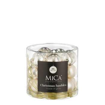 Visuel 1 du produit Boîte de 24 mini boules de Noël en verre crème - Ø 2,5 cm