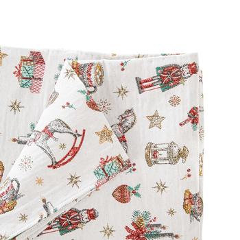 Visuel 1 du produit Nappe carrée en coton et polyéthylène crème à motifs de Noël Chaumière - 150 x 150 cm