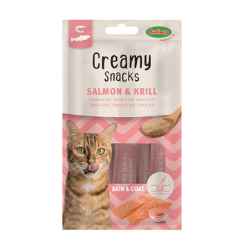 Visuel 1 du produit Friandise en crème pour chat saumon et krill Bubimex Creamy x 4 - 60 g