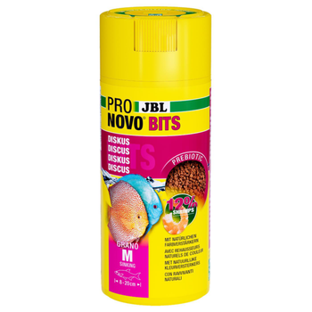 Visuel 1 du produit Granulés pour Discus et autres Cichlidés d’Amérique du Sud exigeants JBL Pronovo Bits Grano M Click - 250 ml