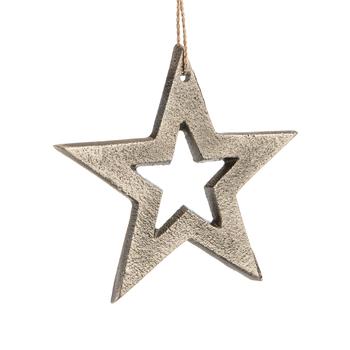 Visuel 1 du produit Suspension de Noël en aluminium ajouré argenté - 9 x 9 cm