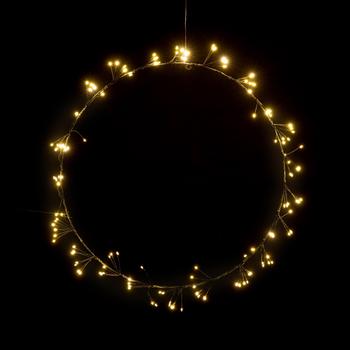 Visuel 1 du produit Couronne lumineuse de Noël micro LED blanc chaud câble noir intérieur extérieur - Ø 60 cm