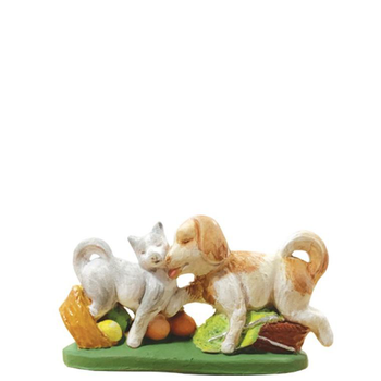 Visuel 1 du produit Animal de crèche de Noël chien et chat Santons Escoffier - 5,2 x 1,9 x 2,8 cm