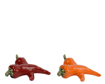 Visuel 1 du produit Poivron décoratif en porcelaine colorée - 12,5 x 12,5 x H 4 cm