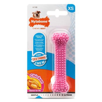 Visuel 1 du produit Os de dentition Nylabone pour chiot saveur poulet taille XS rose