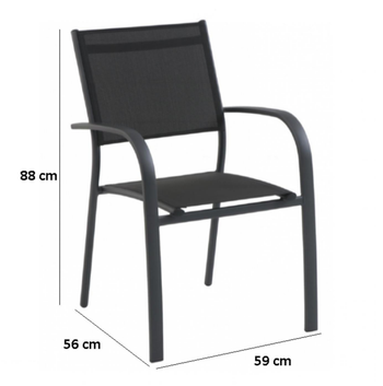 Visuel 1 du produit Fauteuil de jardin en aluminium, textilène anthracite CREADOR Tosca