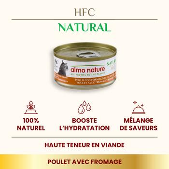 Visuel 1 du produit Pâtée pour chat HFC Natural au poulet et fromage Almo Nature - 70 g