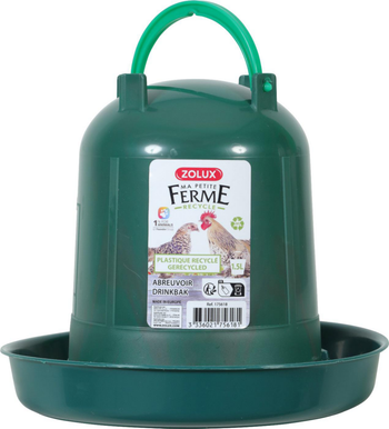 Visuel 1 du produit Abreuvoir pour basse-cour en plastique recyclé coloris vert Zolux Ma petite ferme - 1,5 L