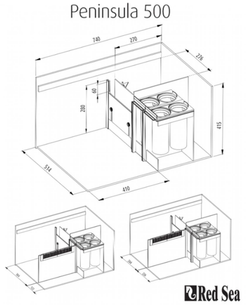 Visuel 1 du produit Aquarium en verre avec meuble et éclairage ReefLED - RED SEA AQUARIUM REEFER Peninsula P500 - 500L