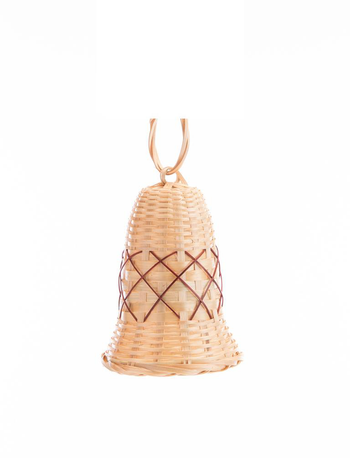 Visuel 1 du produit Suspension décorative cloche coloris beige en bambou - 7 x 7 x 13,5 cm