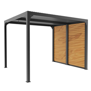 Visuel 1 du produit Pergola bioclimatique coloris gris en aluminium et bois - 2,4 x 3 m