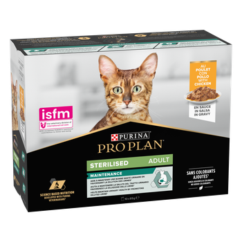 Visuel 1 du produit Pack de sachets au poulet pour chat stérilisé Purina Pro Plan – 10 x 85 gr
