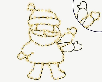 Visuel 1 du produit Père Noël lumineux à 220 micro-LED blanc chaud intérieur/extérieur sur câble noir - 36 x 42 cm