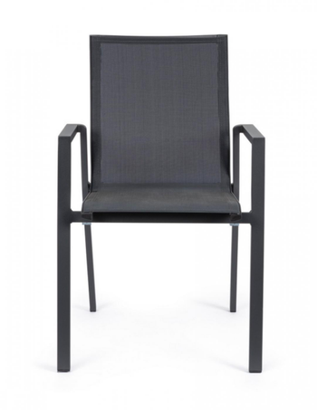 Visuel 1 du produit Fauteuil de jardin en aluminium et textilène anthracite BIZZOTTO Krion