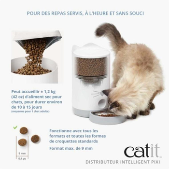 Visuel 1 du produit Distributeur de nourriture pour chat coloris blanc Pixi Smart Wifi Catit – 1,2 kg