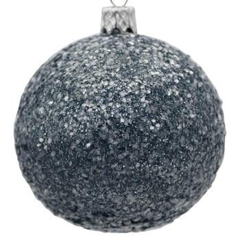Visuel 1 du produit Boule de Noël en verre bleu pailleté - Ø 7 cm