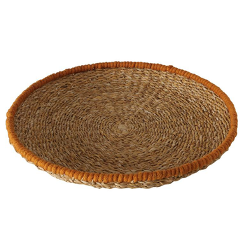 Visuel 1 du produit Plateau en jute naturelle à bord coloré Colada petit modèle - Ø 46 x H 45 cm