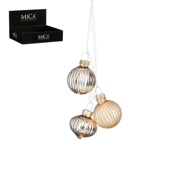Visuel 1 du produit Grappe de 3 décorations à suspendre en verre crème - Ø 3,5 cm