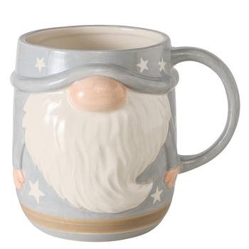 Visuel 1 du produit Tasse jumbo en poterie grise et blanche 600 ml Willi - 13 x 10,5 x 12 cm
