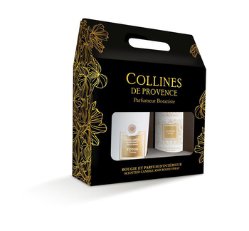 Visuel 1 du produit Coffret bougie et parfum intérieur senteur coton Collines de Provence - 180 g + 100 ml