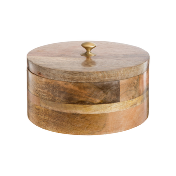 Visuel 1 du produit Boîte ronde avec couvercle en bois de manguier naturel - Ø 20 x H 10 cm