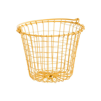 Visuel 1 du produit Panier filaire avec anses en métal jaune - Ø 18 x H 14 cm