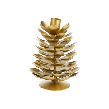 Visuel 1 du produit Bougeoir pomme de pin en métal or - Ø 13 x H 16 cm