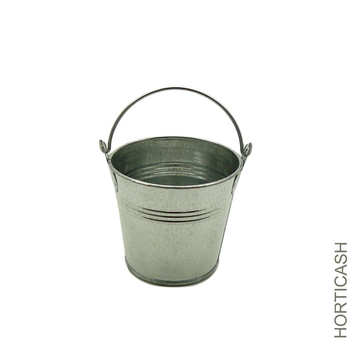 Visuel 1 du produit Cache-pot seau avec anse coloris gris - Ø 8cm