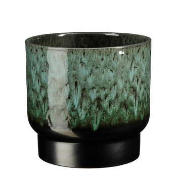 Visuel 1 du produit Pot rond Thiago coloris vert en terre cuite - Ø 26 cm x 23 cm