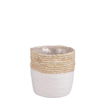 Visuel 1 du produit Panier cache-pot coloris blanc en jute Rachel Mica Decorations - 16 x Ø 16 cm