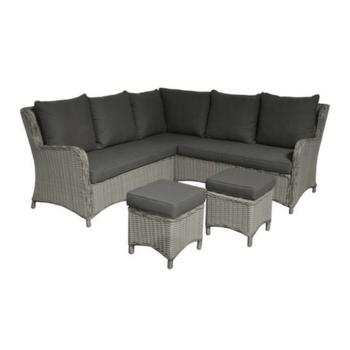 Visuel 1 du produit Salon de jardin d'angle Toulon en aluminium et résine tressée gris Proloisirs