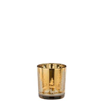 Visuel 1 du produit Photophore en verre doré décor arbre Noble - Ø 7 x H 8 cm