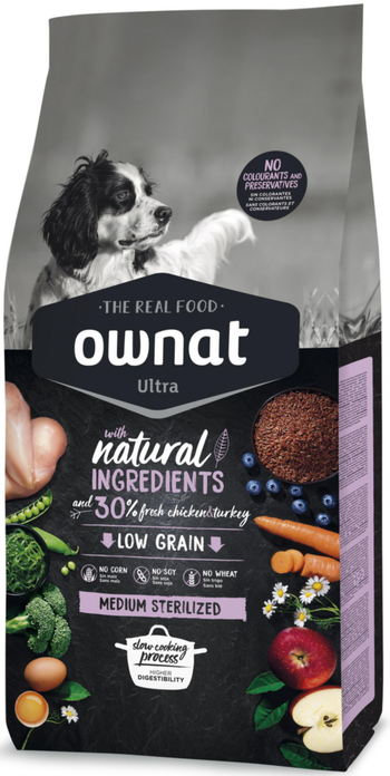 Visuel 1 du produit Croquette pour chien adulte stérilisé de taille moyenne au poulet et riz Ownat - 3 kg