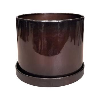 Visuel 1 du produit Pot cylindrique en métal recyclé coloris brun flambé Upcycle Cylindre XXL - Ø 43 x H 37 cm