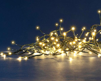 Visuel 1 du produit Guirlande lumineuse grappe à 600 LED blanc chaud sur câble vert Flicker Light® - 8 m