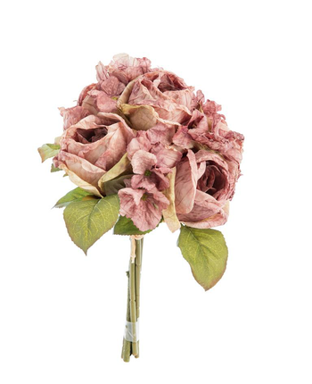 Visuel 1 du produit Fleur artificielle en papier bouquet de roses coloris violet - H 30 cm