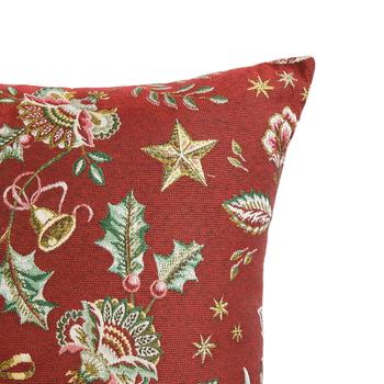 Visuel 1 du produit Coussin en coton et polyéthylène bordeaux à motifs de Noël Asana - 45 x 45 cm