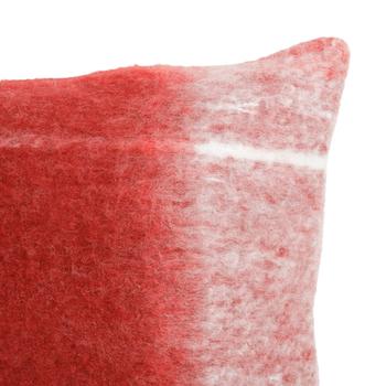 Visuel 1 du produit Coussin carré effet lainage crème et rouge - 45 x 45 cm