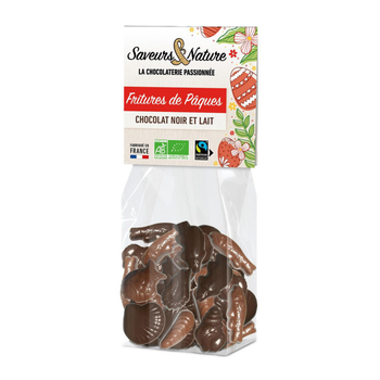 Visuel 1 du produit Sachet de fritures de Pâques au chocolat noir et au chocolat au lait Saveurs et Nature - 150 g