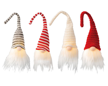 Visuel 1 du produit Gnome à bonnet rayé à LED fixe - 6 x 7 x 23,1 cm