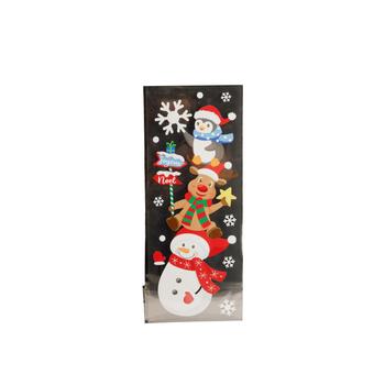 Visuel 1 du produit Décoration de Noël sticker pingouin, renne et bonhomme de neige en PVC coloris multicolore - 18 x 45 cm