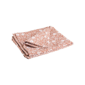 Visuel 1 du produit Nappe en coton marron à décor feuilles vintage blanches - 150 x 250 cm