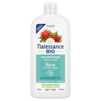 Visuel 1 du produit Shampooing fortifiant bio Ricin & Kératine végétale Natessance – 500 ml